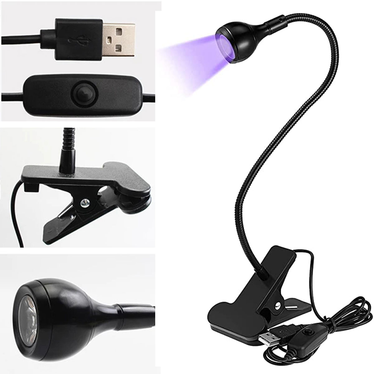 Description Picture 3 of item3W LED Ultraviolet Light with 4 Dimmable Brightness Flexible Lamp USB-powered UV Gel Curing Lamp for Fluorescent