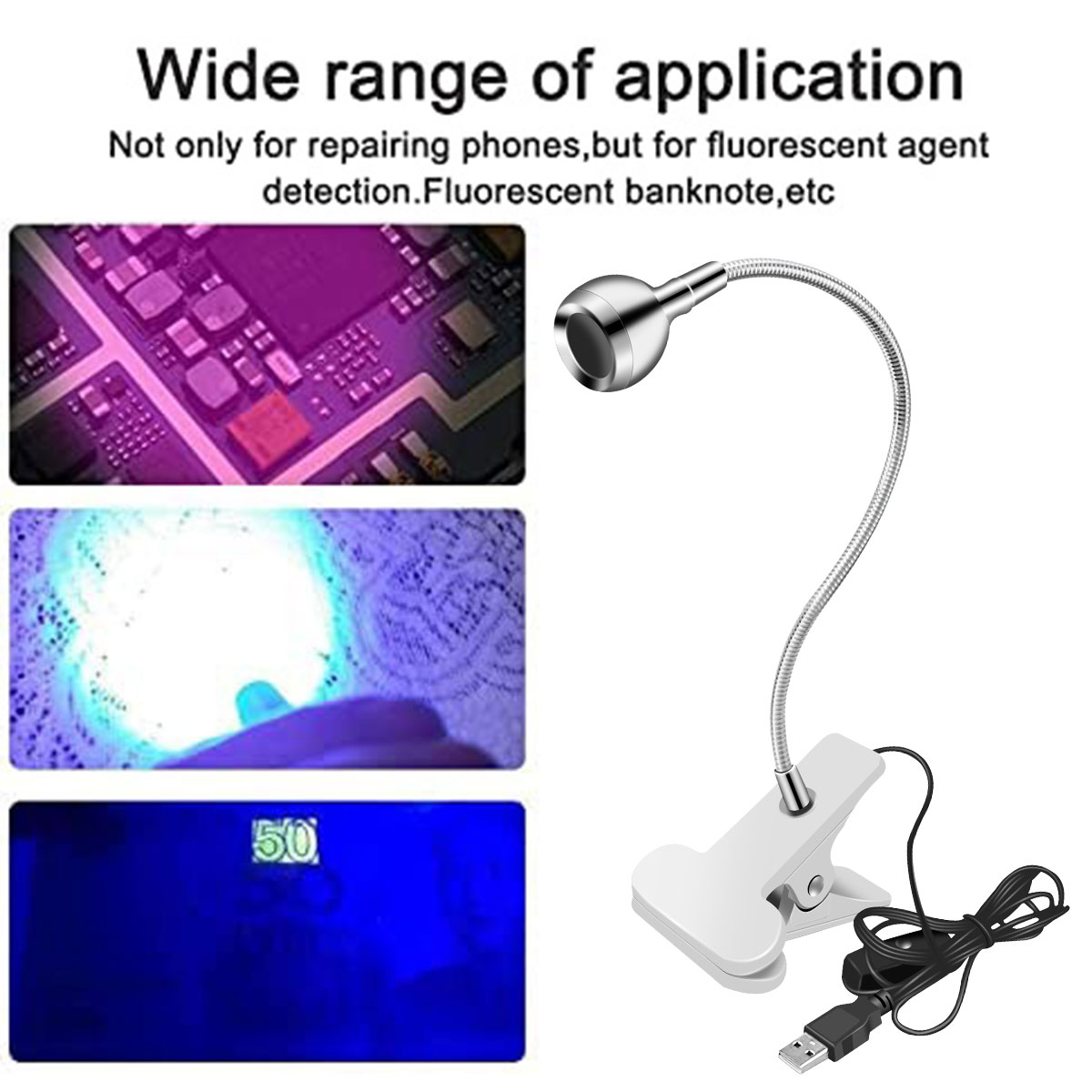 Description Picture 4 of item3W LED Ultraviolet Light with 4 Dimmable Brightness Flexible Lamp USB-powered UV Gel Curing Lamp for Fluorescent